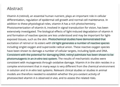 Retinol irritación