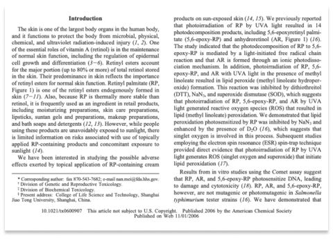Retinol efectos secundarios