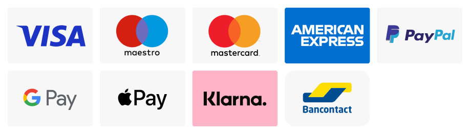 VISA, mastercard, Paypal, AMEX, Apple Pay
